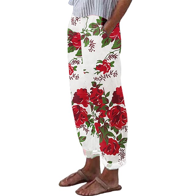 Pantalones de chándal de pierna ancha con estampado abstracto sueltos y cómodos de moda de verano para mujer Pantalones casuales Fridja alkflakhf34029