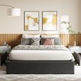 thumbnail image 2 of Amolife Queen Size Linen Fabric Upholstered Platform Bed Frame with 3 Storage Drawers and Wooden Slats, Dark Gray, 2 of 7
