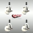 thumbnail image 2 of 3 Inch 316SS Nylon Wheel Swivel 1-1/8 Inch Expanding Stem Caster Set Brake SCC, 2 of 2