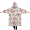 thumbnail image 2 of Oversized Wearable Blanket Hoodie,Pink Football Sherpa Blanket Hoodie with Super Pockets,Super Warm Fuzzy Pullover for Women & Men, 2 of 6