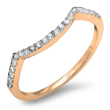 0.15 Carat (ctw) 14K Rose Gold Round Cut Diamond Ladies Anniversary Wedding Stackable Band Contour Guard Ring