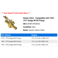 thumbnail image 2 of Heater Valve - Compatible with 1969 - 1971 Dodge W100 Pickup 1970, 2 of 2