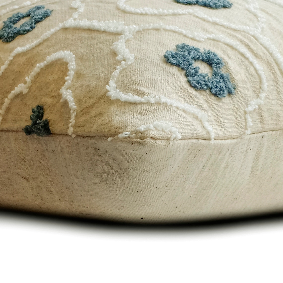 Pillow Cases, Blue 24"x24" (60x60 cm) Throw Pillowcases, Linen Embroidery Throw Pillowcases For Couch, Nature & Floral Pattern Contemporary Style - Brunnera