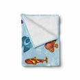 thumbnail image 2 of Ocean Soft Flannel Fleece Blanket, Types of Fish in Deep Sea Navy Nautical Life Seahorse Shells with Aqua Backdrop Image, Cozy Plush for Indoor and Outdoor Use, 70" x 90", Multicolor, by Ambesonne, 2 of 6