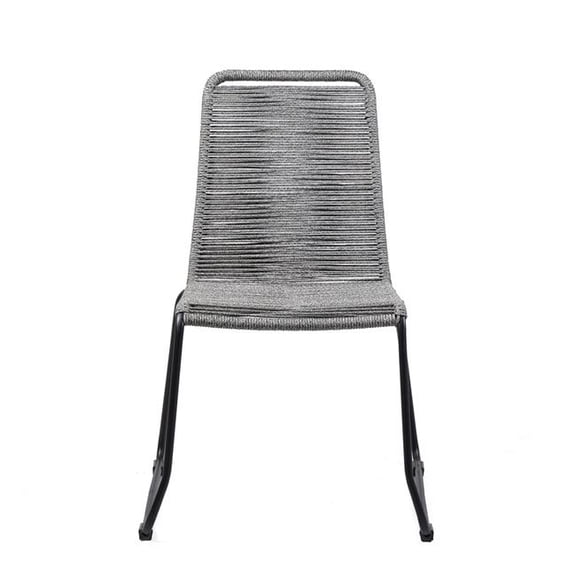 HomeRoots 490262 23 in. Gray Metal Outdoor Dining Chair - Set of 2