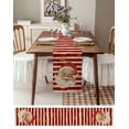 thumbnail image 3 of Red Santa Christmas Burlap-Cotton Table Runner 60 Inches Long,Xmas Snowflake Red Striped Farmhouse Table Runners,Outdoor Dining Tablecloths Decor for Baby Shower Party Wedding 13x60, 3 of 9