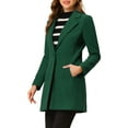 thumbnail image 4 of INSPIRE CHIC Women's Classic Notched Lapel Long Sleeves Long Overcoat L Dark Green, 4 of 7