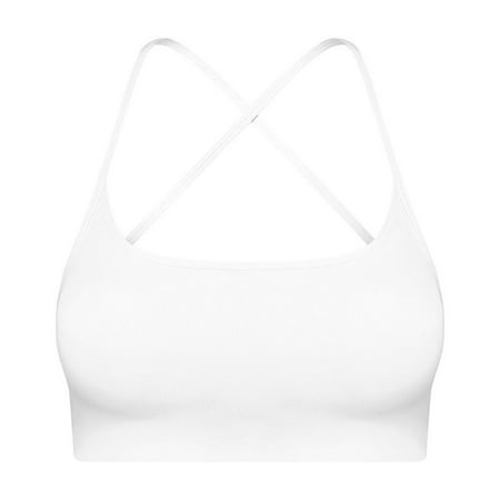 SWSMCLT Women s Yoga Crop Top Workout Top Trendy Sports Bra Push Up Fitted Backless Running Spandex Supportive White 8