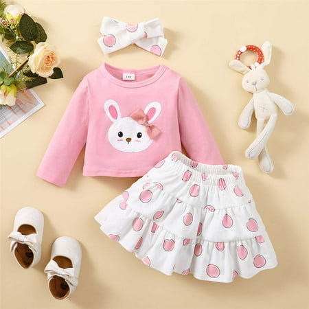 

Clearance!Holloyiver Baby Girls Romper Dress Set Bunny Outfit Long Sleeve Overall Ruffle Jumpsuits Clothes Shorts Headband