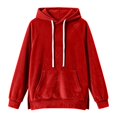 thumbnail image 4 of Bmisegm Womens Hoodies Pullover Drawstring Hood Long Sleeve Front Pocket Raglan Sleeve Side Slit Regular Fit Drop Shoulder Solid Hoodie for Women, 4 of 5