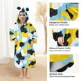 thumbnail image 4 of Dailycode Wearable Blanket Hoodie Oversized Sherpa Flannel Blankets with Pocket for 3-14 Year Old Blue Yellow White Cow Spots, 4 of 7