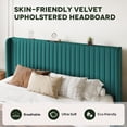 thumbnail image 5 of Einfach King Bed Frame, Upholstered Platform Bed with Wingback Headboard, No Box Spring Required, Lake Blue, 5 of 10