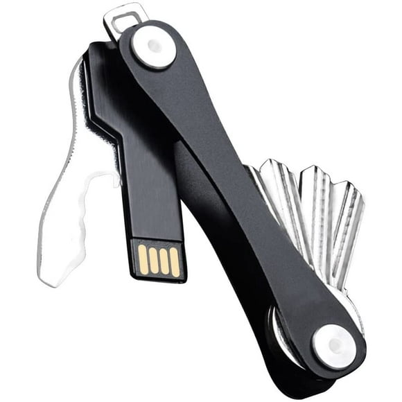 Compact Key Holder, The Smart Portable Key Holder Organizer Aluminum Key Holder With Car Key Buckle Fits Most Keys (2-10 Keys, Black)