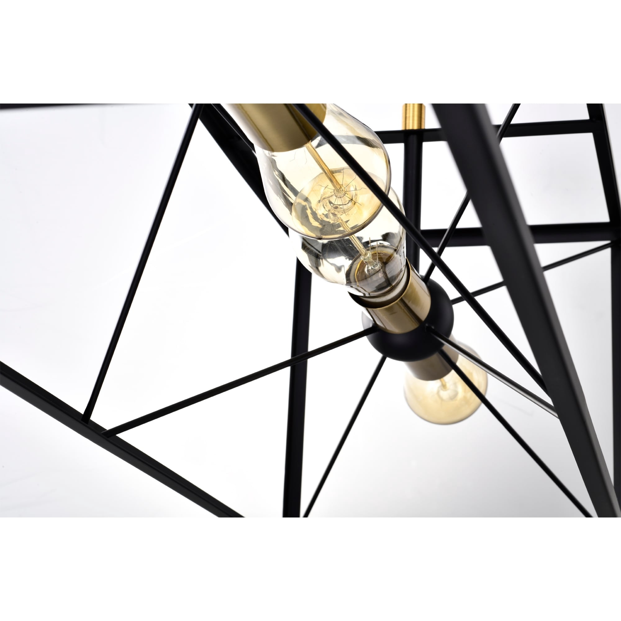 Judith 32 in. 4-Light Indoor Matte Black and Gold Finish Chandelier with Light Kit