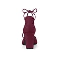 thumbnail image 2 of BLISSFUL STEP Women's Pointy Toe Chunky Heels Lace Up Pumps, 2 of 7