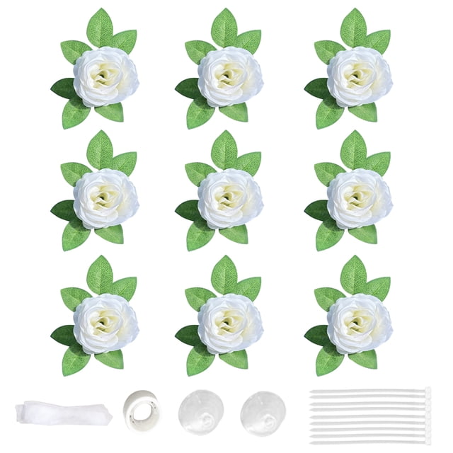 Flor artificial de rosa blanca para decoraciones nupciales de automóviles de bodas