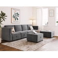 thumbnail image 4 of EastVita GAOMON Modular Sectional Sofa with Ottomans Chenille Sleeper 7 - Seat Sofa Couch with Chaise and Storage Seats U Shaped Couch for Living Room Grey (U Shaped Sofa-7), 4 of 7