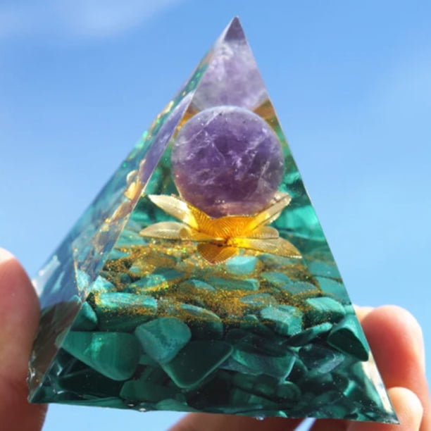Estatuilla de pirámide creativa escultura de piedra de cristal Natural adornos Wdftyju de escritorio de oficina decoración de orgón regalos de amigos