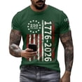 thumbnail image 4 of 4th of July Mens Shirts Short Sleeve T Shirts Loose Red White and Blue Print Tops USA 250th Anniversary Celebration Party Pullover Independence Day Patriotic Crew Neck Tees Dark Green S, 4 of 5