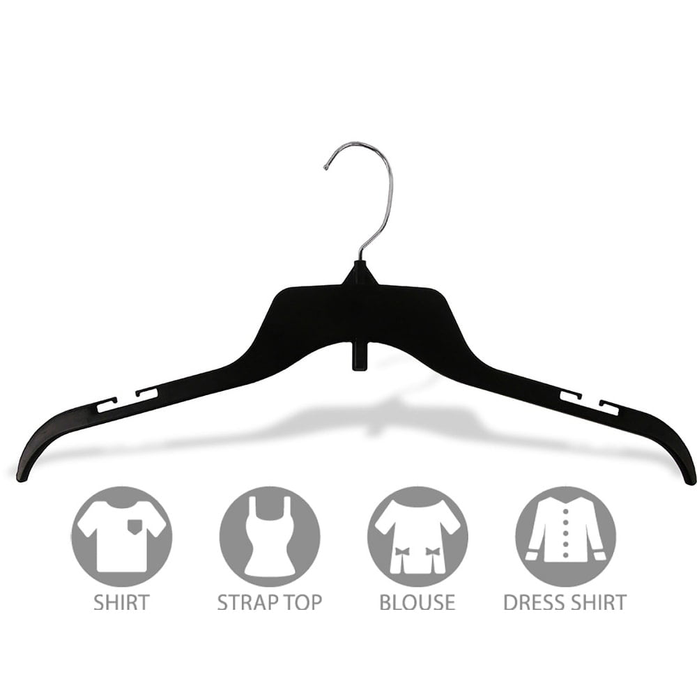 INTERNATIONAL HANGER Clear Plastic Top Hanger with Notches for Top Straps, 50 Pack