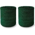 thumbnail image 2 of COUVER 4 Inch Solid Terry Cotton Athletic Sweat Wristbands Dark Green 2 Pairs (Mens), 2 of 7