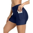 thumbnail image 4 of Alove Women's High Waist Solid Boyleg Swim Bottom With Pockets Stretch Board Shorts, 4 of 6