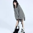 thumbnail image 4 of Kukuzhu Kawaii Bunny Ear Hoodie Harajuku Cute Oversized Hoodies Striped Graphic Zip Up Hoodie Y2K Sweatshirt Emo Clothes, 4 of 7