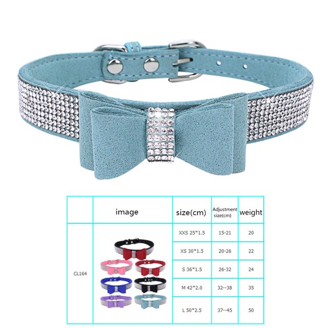 Bling Crystal Cat Collar Metal Adjustable Puppy tie dogs Bow Tie Rhinestone Soft Collars Pet Supplies for Small Medium Dogs