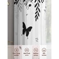 thumbnail image 6 of Black Spring Botanical Sheer Curtains 45 Inch Length 2 Panels Set, Weeping Eucalyptus Butterfly Voile Window Treatment Rod Pocket Small Kitchen Curtains Drapes for Bedroom 52"x45"x2, 6 of 7