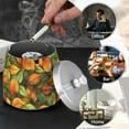 thumbnail image 4 of Yayeee Ashtray with Lid for Cigarette Smokeless Stainless Steel Home Ash Holder, Green Retro Leaves, 4 of 7