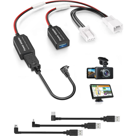 DashCam Power Adapter,(5P Type E)Fit Subaru Ascent/Crosstrek/Forester/Impreza/Legacy/Outback/WRX,Connect to Auto-Dimming Rearview Mirror,Power Adapter Charging Cable for GPS Dash Cam Mirror Camera