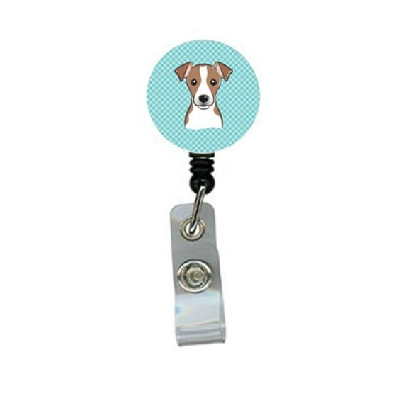 Carolines Treasures BB1198BR Checkerboard Blue Jack Russell Terrier Retractable Badge Reel