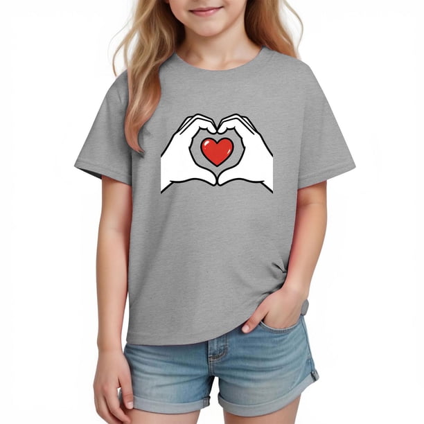 Blusas y camisas de manga corta con cuello redondo para niños y niñas, camisetas gráficas de manga corta, blusas con estampados bonitos para la temporada escolar.