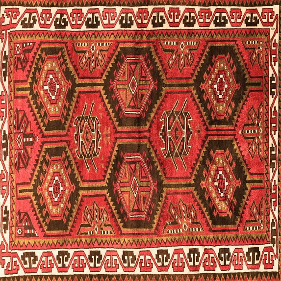 Ahgly Company Indoor Square Persian Orange Traditional Area Rugs, 8' Square