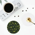 thumbnail image 5 of Kll Round Shape Drink Coasters Set Of 4,Pu Leather Absorbent Coasters Set Decorative Coffee Cup Coasters Housewarming Gift For Home Decor-Green Branch Olive, 5 of 9