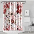 thumbnail image 1 of Ensemble de Rideaux de Douche avec Fermeture à Pression, Fleurs Rouges et Grises (2) Rideaux de Douche Imperméables, Simple Rideau de Salle de Bain en Polyester, 72x72 Pouces, 1 of 4