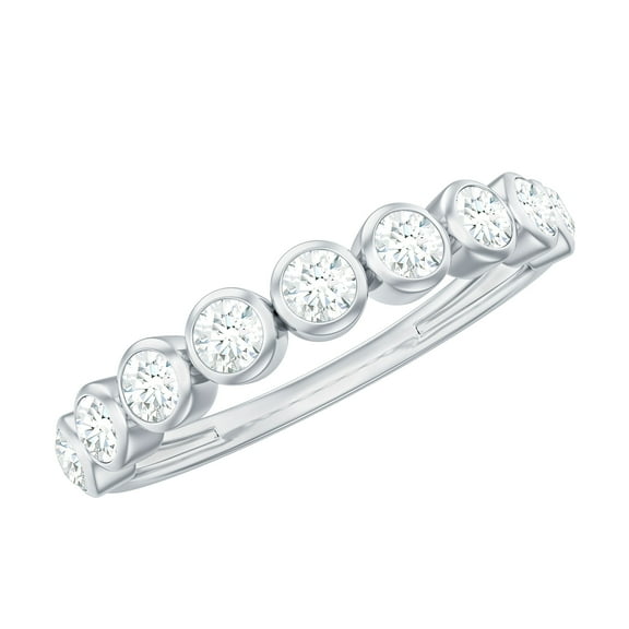 Rosec Jewels Lab Created Diamond Eternity Ring - EF-VS Quality Half Eternity Bezel Set Ring for Valentines Day, 925 Sterling Silver, US 4.00
