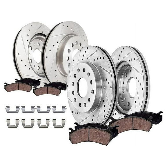 Front and Rear Brake Pad and Rotor Kit - Compatible with 2018 - 2020 Buick Enclave 2019