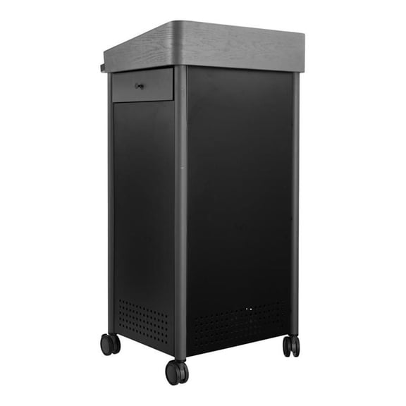 Oklahoma Sound GSL Series Modern Metal Lectern with Shelves in Charcoal