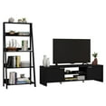 thumbnail image 2 of Madesa 2-Piece TV Stand and Ladder Shelf Set: 57" Entertainment Center with Cable Management + 24" 5-Tier Ladder Shelf for Storage, Office, Living Room, and Bedroom – Black, 2 of 8