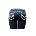 thumbnail image 2 of Womens Juniors slime Stretch Denim Rhinestone Studded Black / Blue JEANS U-Cute, 2 of 4