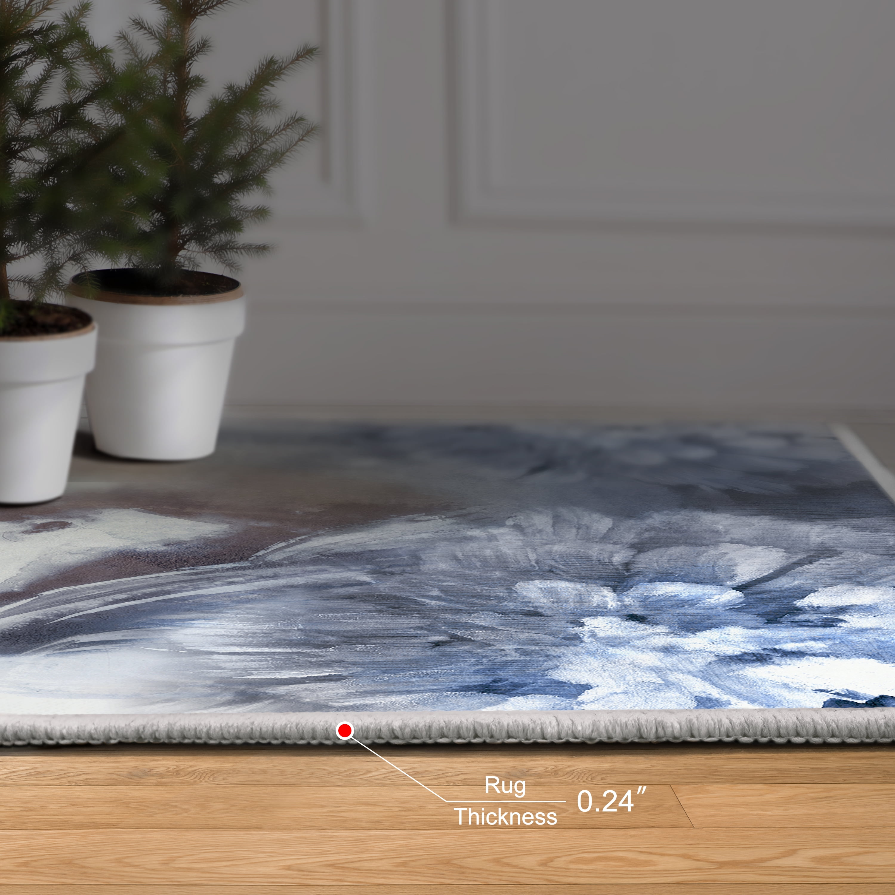 Frosted Glass Washable Abstract Art Area Rug size 8'x10', Power-loomed, Heavenly Softness with Non-Slipping Backing