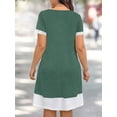 thumbnail image 3 of Cuteduck Women's Plus Summer Dress Short Sleeve U-Neck Color Block Tiered Half-Zipper Casual Frock 1X-5X, 3 of 10