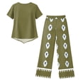 thumbnail image 6 of Womens Lounge 2 Piece Outfits Casual Summer Wide Leg Crop Pants and Top Matching Suits, 6 of 6