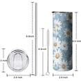 thumbnail image 5 of 20oz Lightblue Daisy Flower Green Leaves Pattern Skinny Tumblers Stainless Steel Tumbler with Lid and Straw,Vacuum Insulated Double Wall Travel Tumbler Cups with Cleaning Brush for Coffee,Tea, 5 of 6