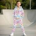 thumbnail image 5 of Uorisanigo Kids Sweat Suit Set, 2 Piece Soft Cozy Tracksuit Set with Kawaii Axolotl Star Pullover Hoodie & Jogger Pants for Boys Girls, Long Sleeve Hooded Sweatshirt Sets, 5 of 7