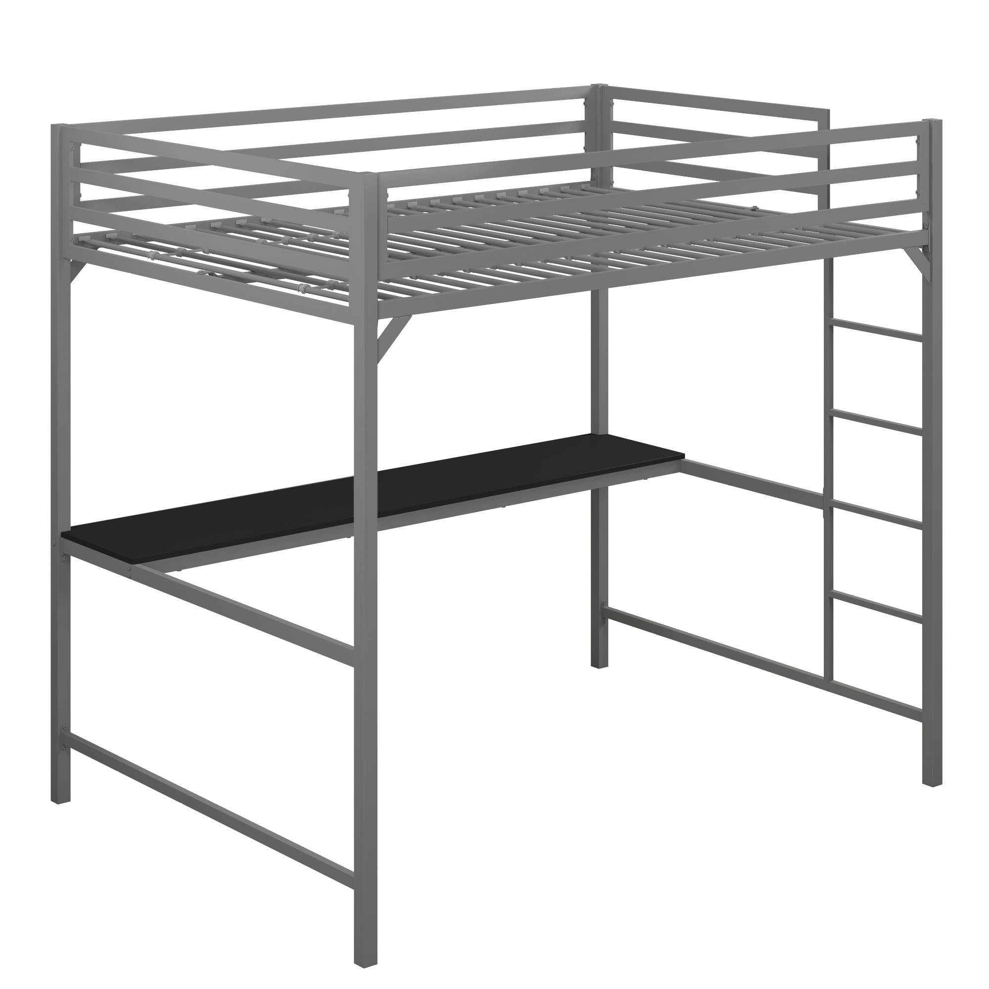 Elm Oak Miles Metal Twin Loft Bed With Desk Black Walmart Com