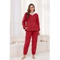 thumbnail image 5 of Heartnice Fluffy Pajamas set for Women Fleece Pullover 2 Piece Pjs Set Soft Plush Sleepwear Winter Loungewear(Red, 2XL), 5 of 5