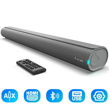 Sound Bar for TV  100W HDMI Optical AUX Coaxial USB Wired & Wireless Connection Bluetooth 5.3 Soundbar with Built-in Subwoofers for Smart TV  Remote Control  Brushed Finish  Gray