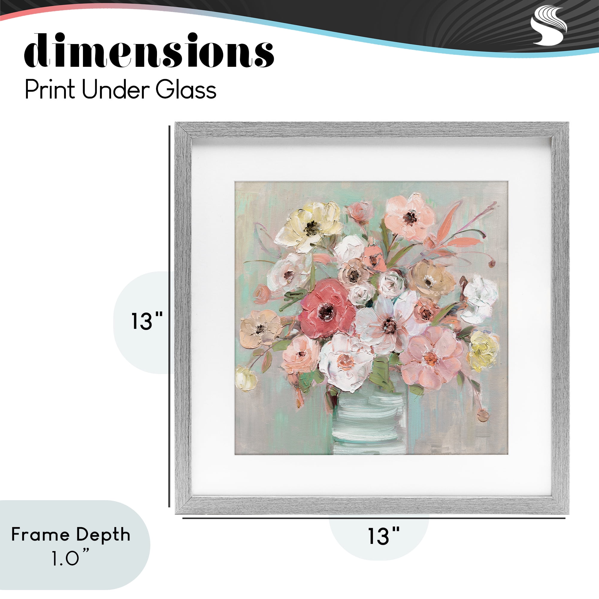 Stupell Industries Pastel Garden Peony Bouquet Gray Framed Print Under Glass, design by Sally Swatland